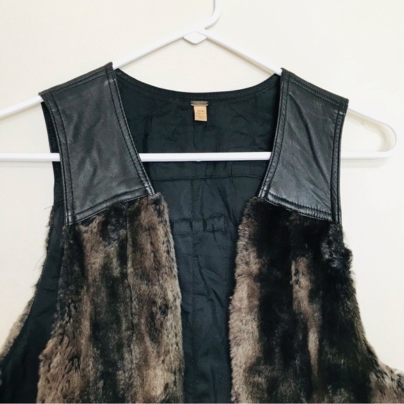 Free People Dark Brown Faux Fur Open Style Vest - Picture 5 of 6